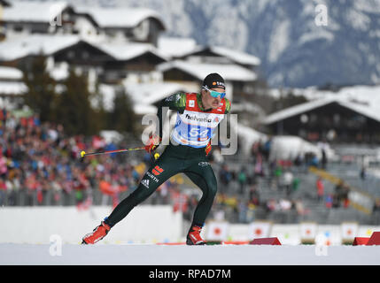 Seefeld, Österreich. 21 Feb, 2019. Langlauf, Weltmeisterschaft, Langlauf- sprint Freestyle, Männer, Qualifikation: Janosch Brugger aus Deutschland in Aktion. Credit: Hendrik Schmidt/dpa-Zentralbild/dpa/Alamy leben Nachrichten Stockfoto