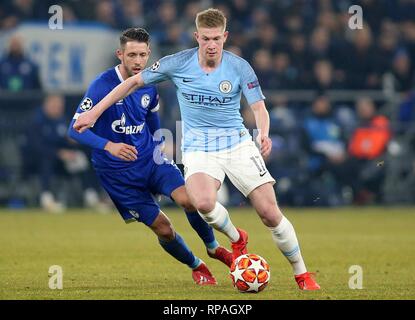 Firo: 20.02.2019, Fußball, UEFA Champions League, Saison 2018/2019, Achtelfinale, Hinspiel, FC Schalke 04 - Manchester City, Single Action, Kevin De Bruyne, Manchester City, vollständige Abbildung, | Verwendung weltweit Stockfoto