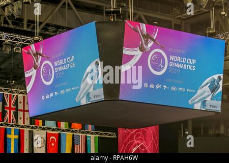 Melbourne, Victoria, Australien. 21. Feb 2019. Turnen WM-Tag ein Qualifying - 21. Februar 2019 - Arena in Melbourne, Melbourne, Victoria, Australien. Credit: Brett Keating/Alamy leben Nachrichten Stockfoto