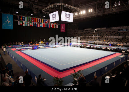 Melbourne, Victoria, Australien. 21. Feb 2019. Turnen WM-Tag ein Qualifying - 21. Februar 2019 - Arena in Melbourne, Melbourne, Victoria, Australien. Credit: Brett Keating/Alamy leben Nachrichten Stockfoto