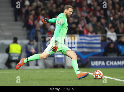 Madrid, Spanien. 20 Feb, 2019. Jan Oblak von Real Madrid in der UEFA Champions League, Achtelfinale, Hinspiele Fußballspiel zwischen Atletico de Madrid und Juventus Turin am 20. Februar 2019 an Wanda metropolitano Stadion in Madrid, Spanien - Foto Laurent Lairys/DPPI Credit: Laurent Lairys/Agence Locevaphotos/Alamy leben Nachrichten Stockfoto