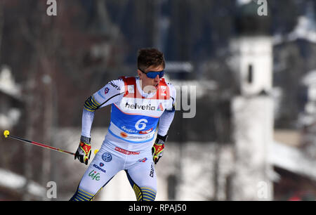 Seefeld, Österreich. 21 Feb, 2019. Nordischen Ski Weltmeisterschaften, Querfeldein, Sprint Freestyle, Männer. Calle Halfvarsson aus Schweden auf der Strecke. Credit: Hendrik Schmidt/dpa-Zentralbild/ZB/dpa/Alamy leben Nachrichten Stockfoto
