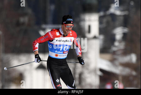 Seefeld, Österreich. 21 Feb, 2019. Nordischen Ski Weltmeisterschaften, Querfeldein, Sprint Freestyle, Männer. Alex Harvey aus Kanada auf der Strecke. Credit: Hendrik Schmidt/dpa-Zentralbild/ZB/dpa/Alamy leben Nachrichten Stockfoto