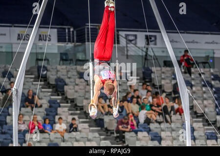 Melbourne, Victoria, Australien. 21. Feb 2019. Turnen WM-Tag ein Qualifying - 21. Februar 2019 - Arena in Melbourne, Melbourne, Victoria, Australien. Credit: Brett Keating/Alamy leben Nachrichten Stockfoto