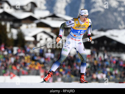 Seefeld, Österreich. 21 Feb, 2019. Langlauf, Weltmeisterschaft, Langlauf Sprint Freestyle, Frauen, Qualifizierung. Jonna Sundling aus Schweden auf der Route. Credit: Hendrik Schmidt/dpa-Zentralbild/dpa/Alamy leben Nachrichten Stockfoto