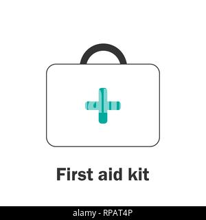 Erste Hilfe Kit im Comic-stil, Medical Card für Kinder, Vorschule Aktivität für Kinder, Vector Illustration Stock Vektor