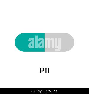 Pille im Comic-stil, Medical Card für Kinder, Vorschule Aktivität für Kinder, Vector Illustration Stock Vektor