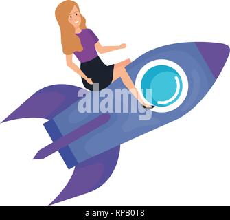 Casual Geschäftsfrau im Rakete Vector Illustration design Fliegen Stock Vektor