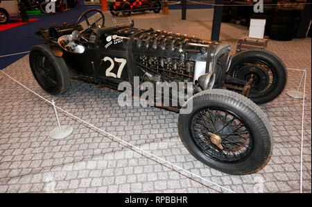 Seitenansicht des GN Parker, ausgestattet mit einer Cirrus Hermes Motor 1929 an der London Classic Car Show, im 'Need For Speed'-Anzeige von Edd China kuratiert. Stockfoto