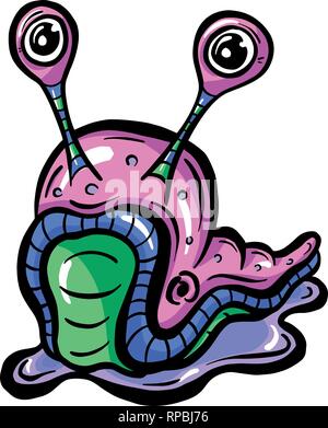 Cute Cartoon Slug Vector Illustration Stock Vektor