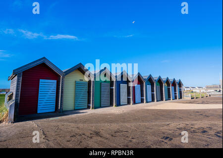 Badekabinen, Blyth, Northumberland, Großbritannien Stockfoto