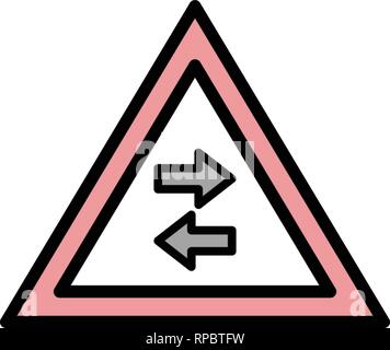 Vektor Gegenverkehr kreuze Einbahnstraße Zeichen Symbol Stock Vektor