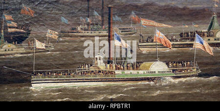 Ankunft des großen Stamship von NY, Montag, 23. April 1828. Öl auf Leinwand, 1810. Von Joseph Waltre (1783-1856). Stockfoto