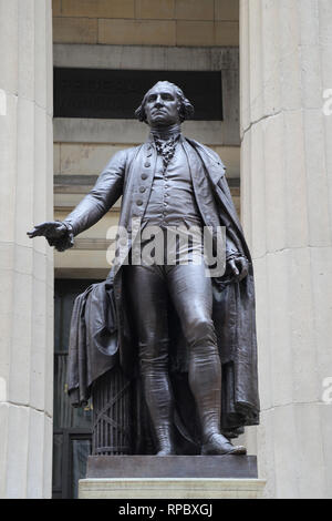 George Washington (1732-99). Präsident der USA. Autor: J.Q.A. Ward (1830-1910), 1883. Federal Hall, NY USA. Stockfoto