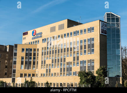 Auderghem, Brüssel/Belgien - 02 18 2019 - Fassade der Europa Assistance Versicherung Stockfoto