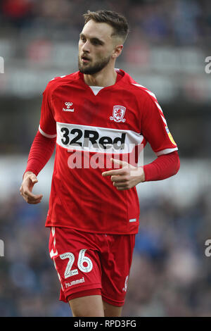BLACKBURN, Großbritannien 17. FEBRUAR Lewis Flügel von Middlesbrough während der Sky Bet Championship Match zwischen Blackburn Rovers und Middlesbrough im Ewood Park, Blackburn am Sonntag, 17. Februar 2019. (Credit: Mark Fletcher | MI Nachrichten) Stockfoto
