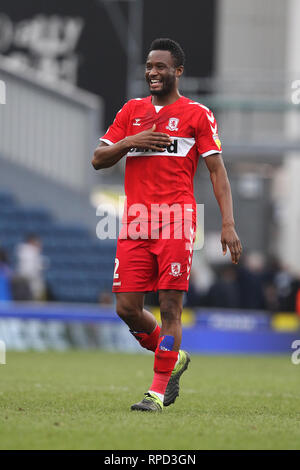 BLACKBURN, Großbritannien 17. FEBRUAR John Obi Mikel von Middlesbrough am Ende der Sky Bet Championship Match zwischen Blackburn Rovers und Middlesbrough im Ewood Park, Blackburn am Sonntag, 17. Februar 2019. (Credit: Mark Fletcher | MI Nachrichten) Stockfoto