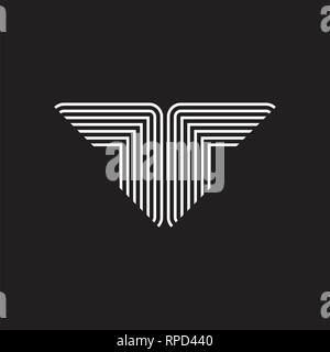 Abstrakte Buchstaben t Streifen Flügel logo Stock Vektor