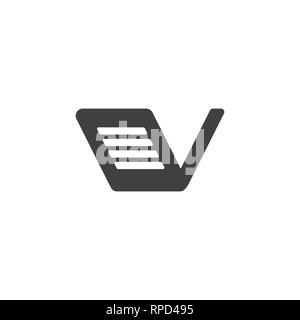 Buchstabe v Papier Liste Dokument logo Vektor Stock Vektor