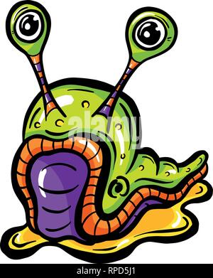 Cute Cartoon Slug Vector Illustration Stock Vektor