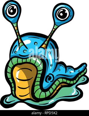 Cute Cartoon Slug Vector Illustration Stock Vektor