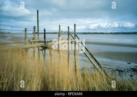 Einen hölzernen Steg am Fluss Severn. Stockfoto