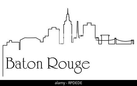 Baton Rouge City one line drawing Zusammenfassung Hintergrund mit Stadtbild Stock Vektor