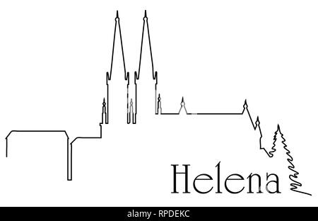 Helena city One line drawing Zusammenfassung Hintergrund mit Stadtbild Stock Vektor