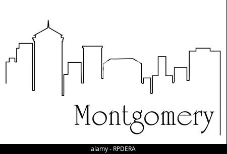 Montgomery City one line drawing Zusammenfassung Hintergrund mit Stadtbild Stock Vektor