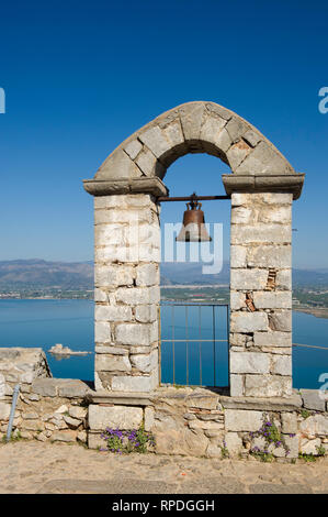 Kirche Bell, Burg Palamidi, Nafplio, Griechenland Stockfoto