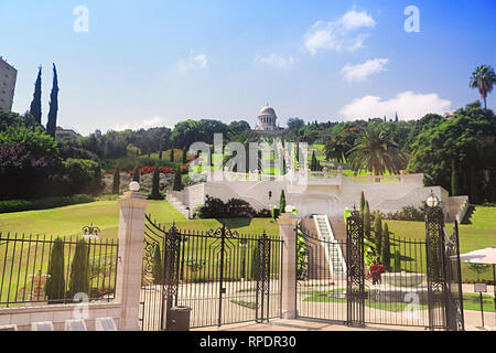 Bahai Gärten und Tempel an den Hängen des Berges Karmel in Haifa, Israel Stockfoto