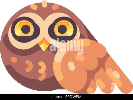Lustige süße kleine braune Eule Flachbild-Symbol Stock Vektor