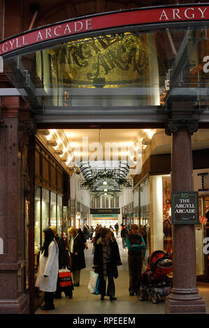 Argyll Arcade Shopping gallery emtrance, Buchanan Street, Glasgow, Schottland, Großbritannien Stockfoto