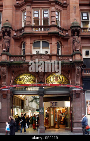 Argyll Arcade Shopping gallery emtrance, Buchanan Street, Glasgow, Schottland, Großbritannien Stockfoto