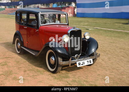 1932 Sänger neun Auto mit 9 Ps und 4 Zylinder Motor. 75 RJI Indien. Stockfoto