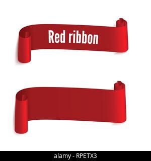 Red Ribbon Web Banner gesetzt. Vector Illustration für Design Stock Vektor