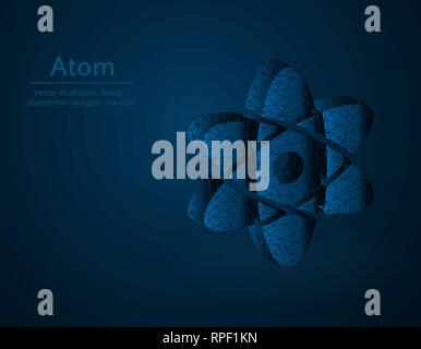 Atom symbol Low Poly Vector Illustration, Molekül polygonalen Symbol, isometrische Symbol, Wissenschaft, Chemie und Physik Konzept Abbildung Stock Vektor