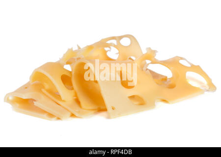 Käse-Scheibe isoliert auf weißem Hintergrund Ausschnitt Stockfoto