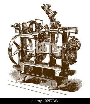 Historische automatische Rasieren oder Maschine (nach einer Gravur oder Ätzung aus dem 19. Jahrhundert) Stock Vektor
