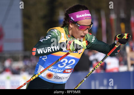 Seefeld, Österreich. 21 Feb, 2019. Sofie Krehl von Deutschland in die Qualifikation der Frauen- 1.2-k freestyle Sprint Rennen auf dem 2019 Nordische Ski-WM. Quelle: John lazenby/Alamy leben Nachrichten Stockfoto