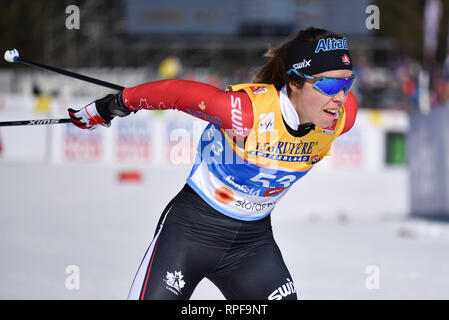Seefeld, Österreich. 21 Feb, 2019. Kanadas Katherine Stewart-Jones in der Qualifikation der 1,2-kilometer Frauen freestyle Sprint Rennen auf dem 2019 Nordische Ski-WM. Quelle: John lazenby/Alamy leben Nachrichten Stockfoto