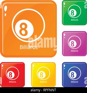 Billard Icons Set Vector Farbe Stock Vektor
