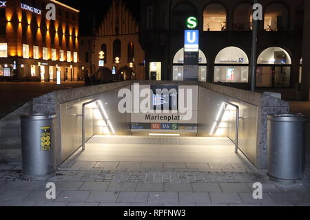 Der U-Bahnhof Marienplatz in München. Stockfoto