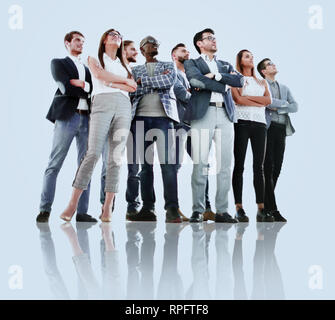 Gruppe der erfolgreiche junge Menschen bei copy Space suchen Stockfoto