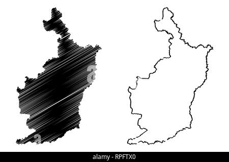 Provinz Buriram (Königreich Thailand, Siam, Provinzen von Thailand) Karte Vektor-illustration, kritzeln Skizze Buriram Karte Stock Vektor
