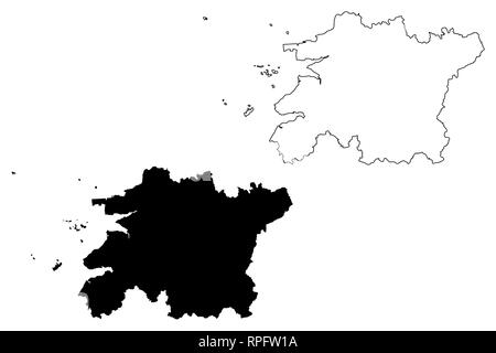 Norden Jeolla Province (Südkorea, Republik Korea, ROK, Provinzen von Südkorea) Karte Vektor-illustration, kritzeln Skizze Jeollabuk-do-Karte Stock Vektor