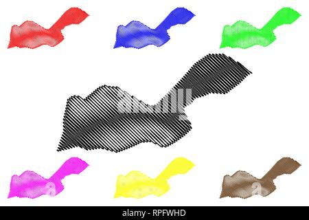Dire Dawa Region (Demokratische Bundesrepublik Äthiopien, am Horn von Afrika, Regionen und Chartered Städte von Äthiopien) Karte Vektor-illustration, Kritzeln Stock Vektor