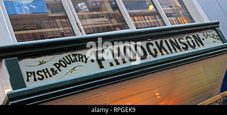 Fisch & Geflügel, F. Hodgkinson Sales Office, Manchester Craft Village, Oak Street, Northern Quarter, Manchester, Lancashire, Großbritannien, M4 5JD Stockfoto