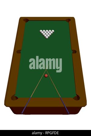 Ein Billardtisch. Auf weissem Hintergrund Billardtisch mit Kugeln isoliert. Isometrische Ansicht. 3D. Vector Illustration. Stock Vektor