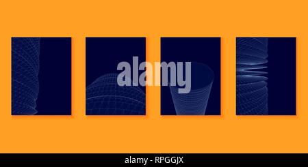 Set mit Hintergründen von geometrischen Formen. Drahtmodell polygonale Formen. Muster mit geometrischen Formen. Vector Illustration. Stock Vektor